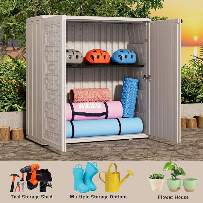 ZZM HDPE Outdoor Storage Shed, Outdoor Plastic Storage Cabinet, Horizontal - Image 6
