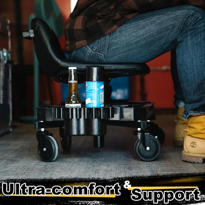 Rolling Stool with Wheels, Adjustable Height Pneumatic Garage Work Mechanic - Image 8