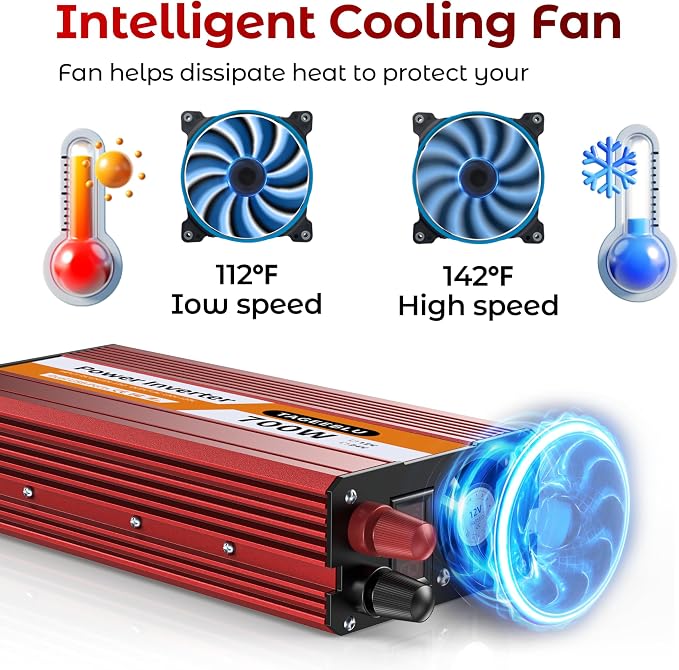 700W Power Inverter, DC 12V to 110V AC Car Inverter - Image 6