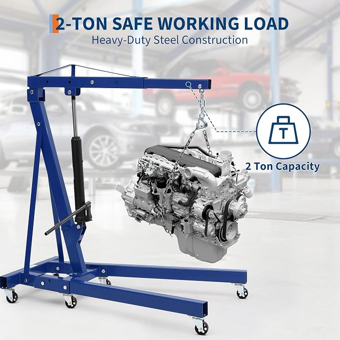Engine Hoist Cherry Picker, 2 Ton Folding Hydraulic Engine Hoist - Image 2