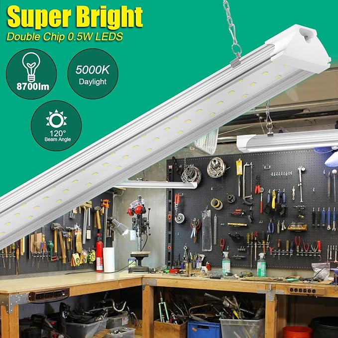 6 Pack LED Shop Light 4FT 60W, 8700LM Linkable Utility Garage Lights 5000K - Image 2