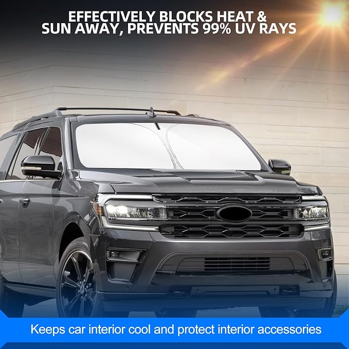 Windshield Sun Shade for Ford Expedition 2018-2025 Foldable Sunshade Custom Fit - Image 7