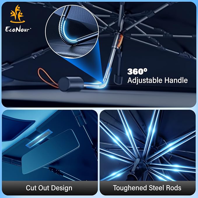 EcoNour Car Windshield Sunshade Umbrella | Foldable Windshield Sun Shade Cover - Image 4
