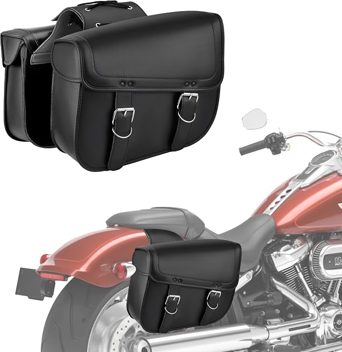 Nomad Leather Motorcycle Saddlebags Large Quick-Easy Universal Fit Throw Over by Nomad