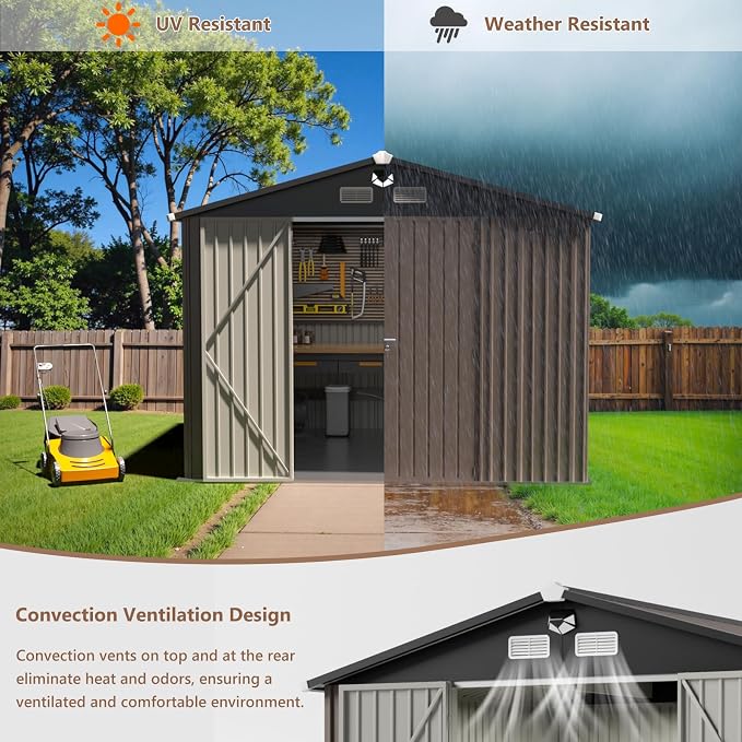 10x12 FT Outdoor Storage Shed, Metal Tool Sheds, Waterproof Outside Storage Shed - Image 6