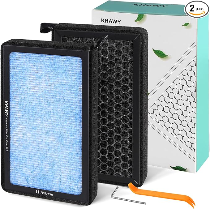 Tesla Model 3 Cabin Air Filter Model Y HEPA Air Intake Replacement 2 Pack by KHAWYCHOICE