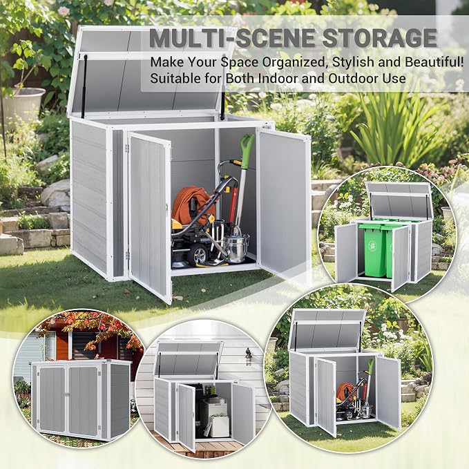 Horizontal Storage Shed 41 Cu.Ft, Lockable Outdoor Resin Cabinet - Image 8