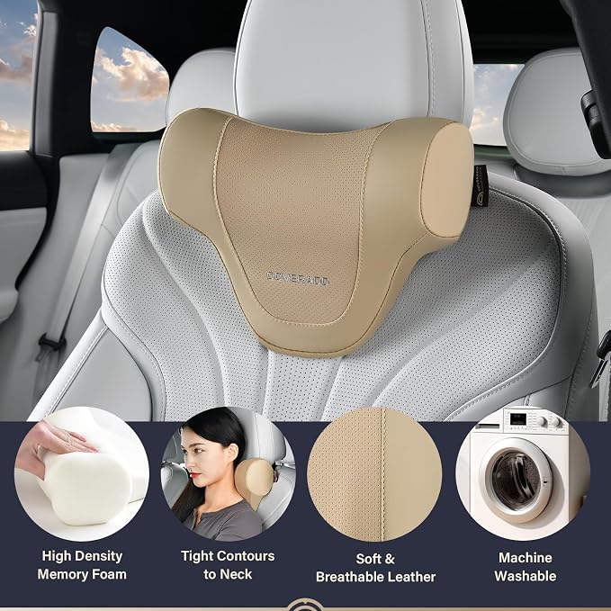 Coverado Car Headrest Pillow, Ergonomic Memory Foam Car Neck Pillow - Image 2