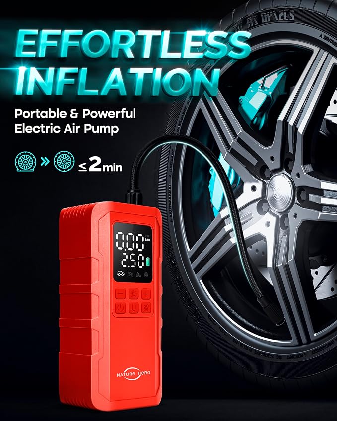 Tire Inflator Portable Air Compressor, 150 PSI car tire air Pump Portable - Image 2