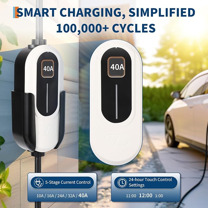 Level 2 EV Charger, 40A 240V Voltage, NEMA 14-50 Plug, 25ft Cable, Adjustable - Image 5