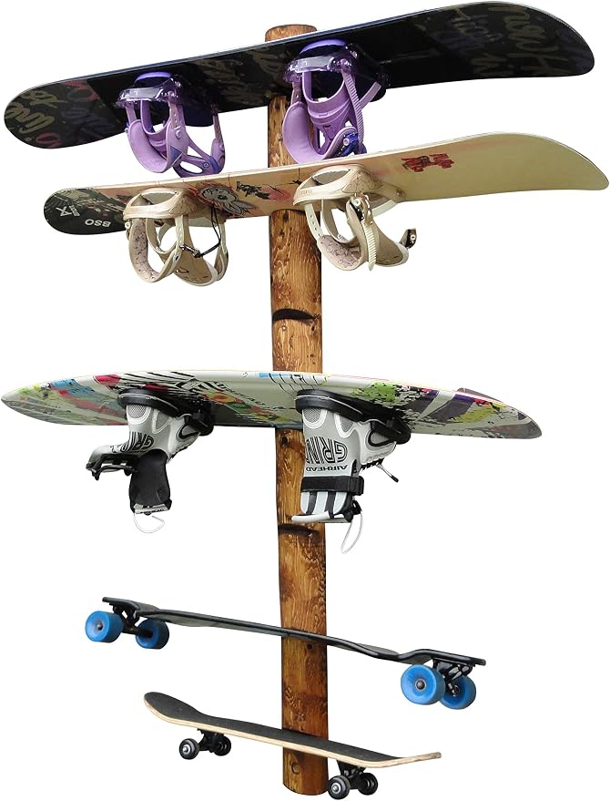 7-Place Wall-Mounted Snowboard Log Rack, Wakeboard Racks, Skateboard Holder - Image 3