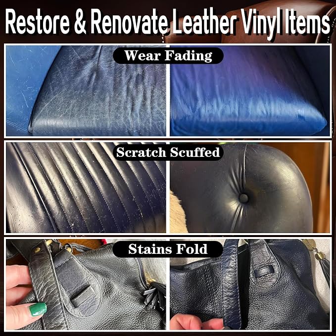Navy Blue Recoloring Balm Restorer Refinish Liquid Fabric Dye Cream Leather - Image 2