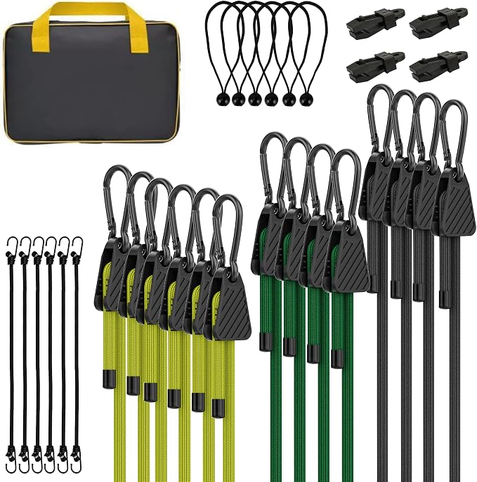 Bungee Cords with Hooks, Upgrade 30pcs Assortment Heavy Duty Outdoor with 24'' by Rugtol