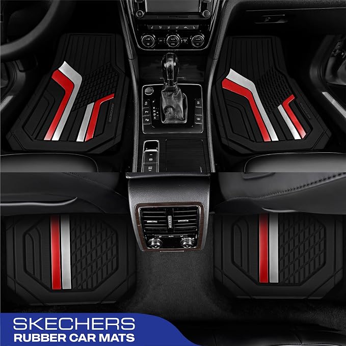 Skechers Heavy Duty Rubber Car Floor Mats, Dual Color Design Floor Mats - Image 3