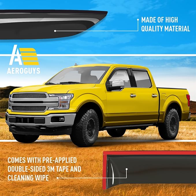 Extra Durable Window Deflectors Tape-On Window Visors Rain Guards Fit - Image 6