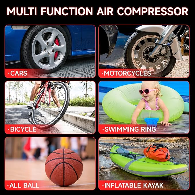 Car Battery Jump Starter with Air Compressor Portable Tire Inflator, 260PSI - Image 4