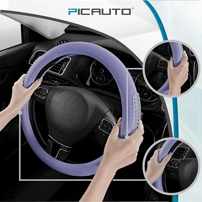 PIC AUTO Gel Particles Steering Wheel Cover, Universal Fit 14.5"-15.5" - Image 4