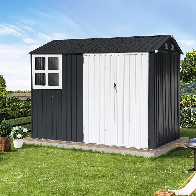 Verano Garden 8x6FT Outdoor Storage Shed, Galvanized Steel Metal Garden Shed - Image 2