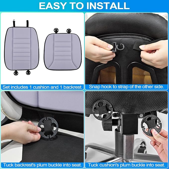 MYFAMIREA Car Seat Cushion and Back Support Pillow 1.2'' Thick Memory Foam Desk - Image 4