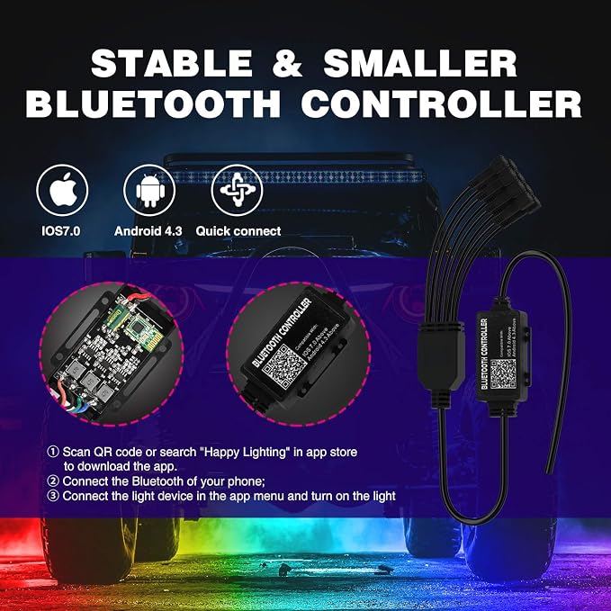 Nilight RGB LED Rock Lights Kit 8 pods Underglow Neon Multicolor - Image 3
