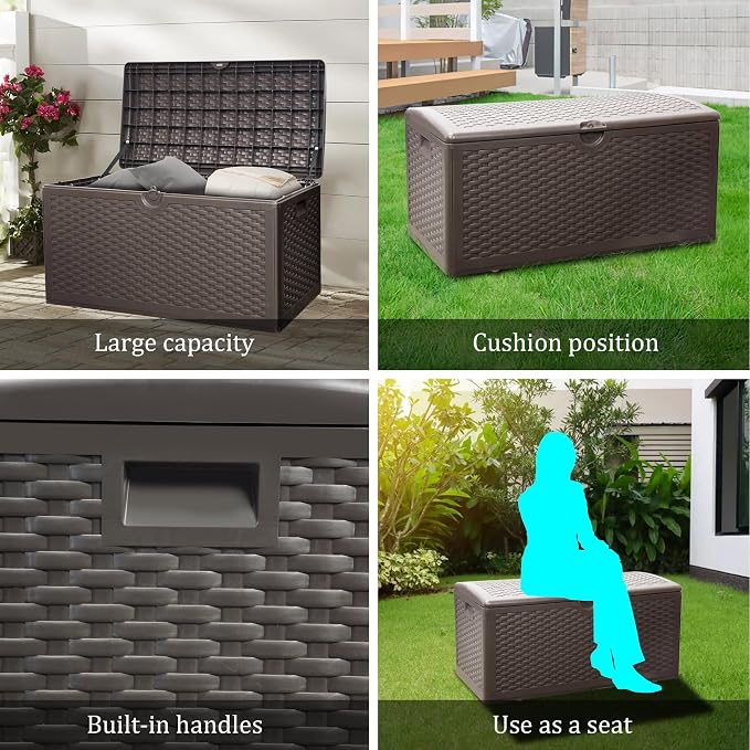 80 Plus Gallon Outdoor Storage Box, Waterproof Resin Deck Box Outdoor Storage - Image 7