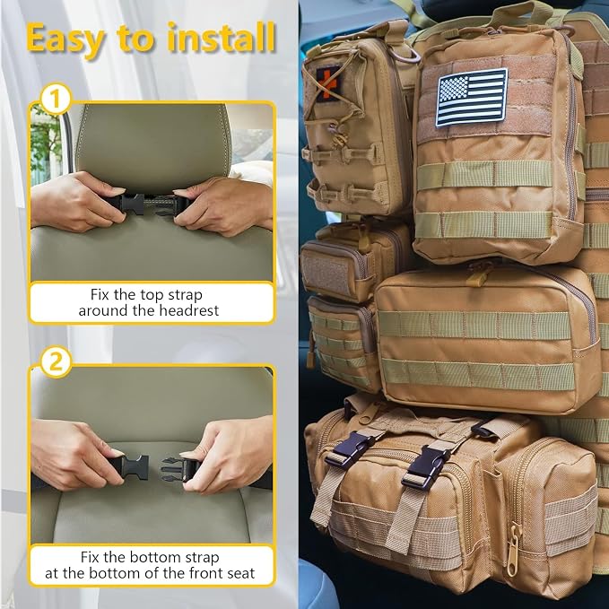 Universal Tactical Seat ​Back Organizer Vehicle Molle Panel Organizer Storage - Image 3