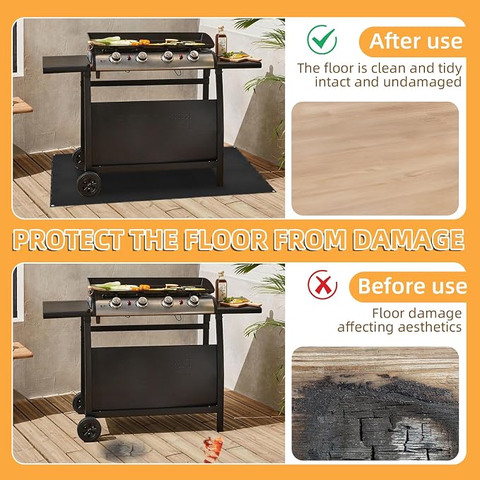 Under Grill Mat for Outdoor Grilling, 90 x 48 inches Double-Sided Fireproof - Image 4