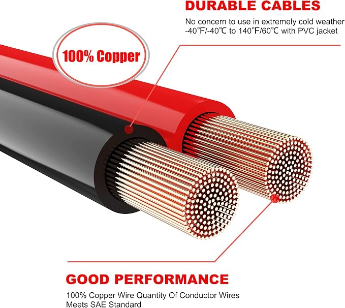 100% Pure Copper Jumper Cables 4 Gauge 20 Feet - Image 4