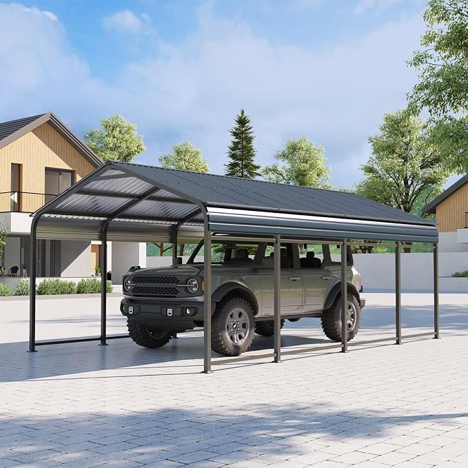 OC Orange-Casual 12 x 20 FT Metal Carport, Outdoor Heavy Duty Steel Canopy - Image 2