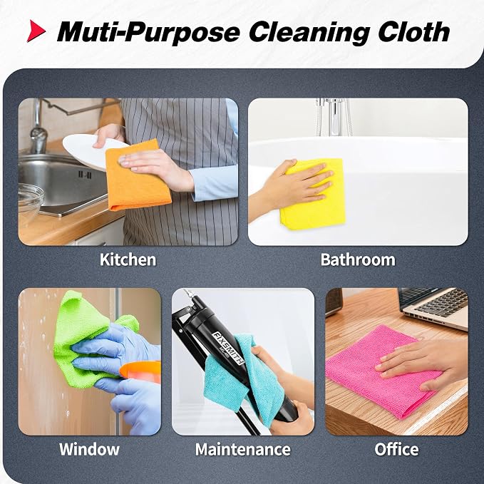 FIXSMITH Microfiber Cleaning Cloth, 100 Pack Shop Towels, Micro Fiber Cloth - Image 7