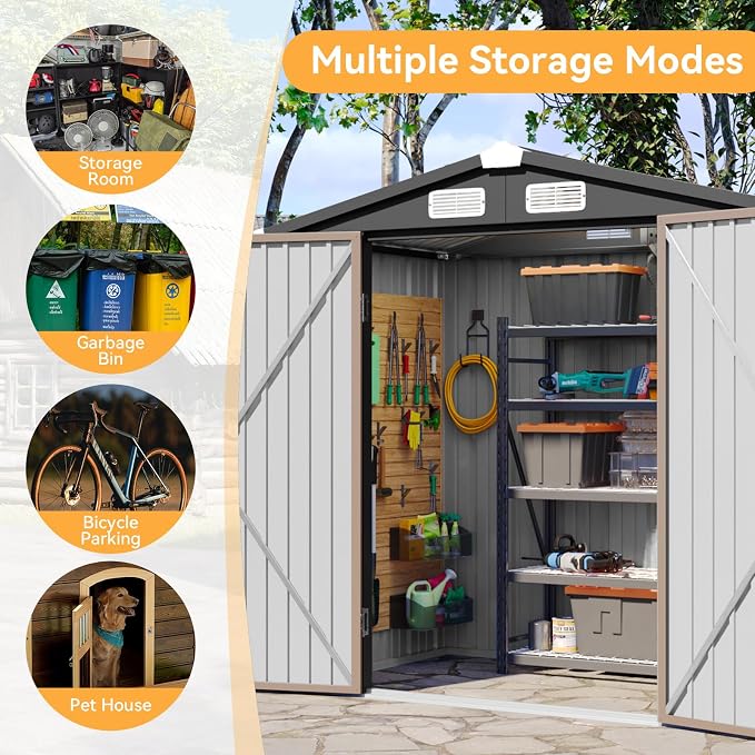Aoxun 6x3.9 FT Shed Metal Outdoor Storage Shed Garden Shed - Image 7