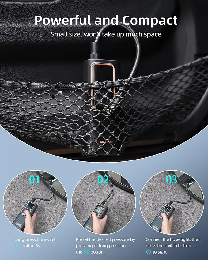 Tire Inflator Portable Air Compressor, Car Air Pump - Image 6