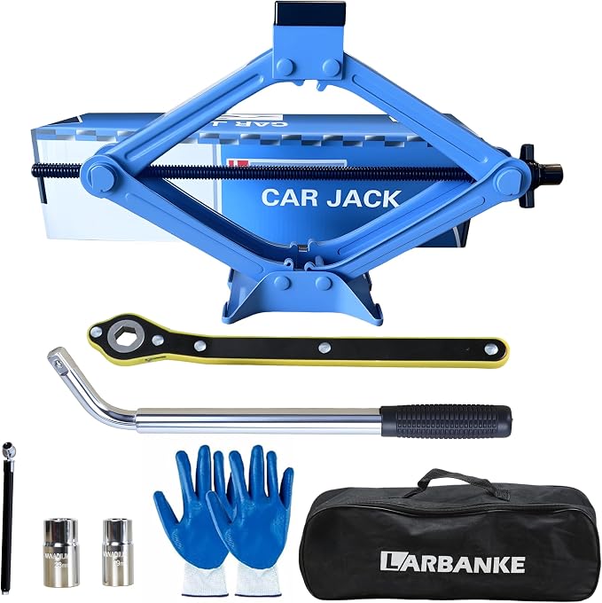 Car Jack Kit, 2.5 Ton, 16.5'' Portable Non-Slip Scissor Lift Jacks, Car Jack 8 by LARBANKE