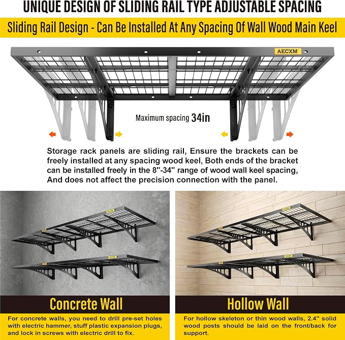 2x3ft 4Pack Wire Shelving Unit Heavy Duty Garage Storage Shelves Wall Mounted - Image 6