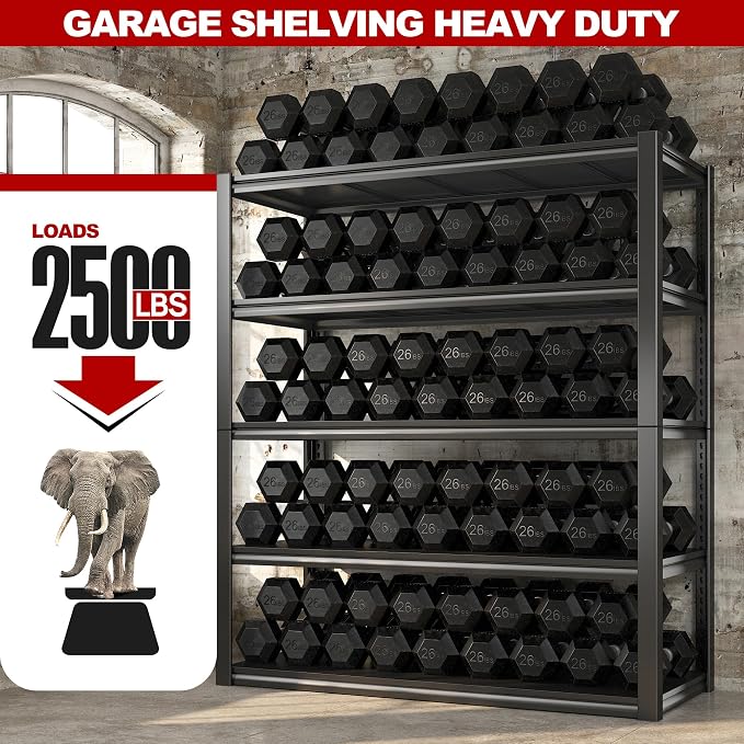 REIBII 48" W Garage Shelving 2500LBS Storage Shelves Adjustable Metal Shelving - Image 4