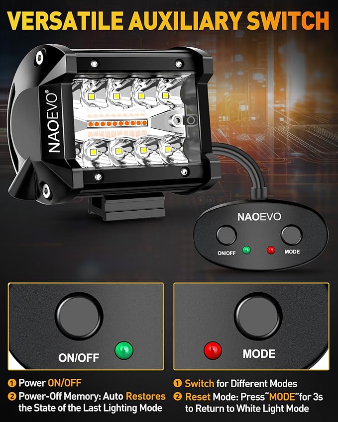 NAOEVO 4 Inch LED Pod Lights, Cube Pods - Image 3