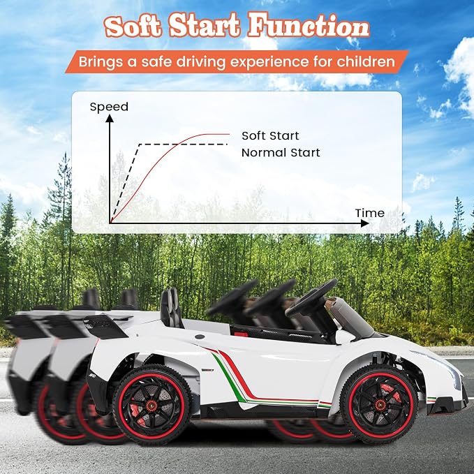 Costzon Ride on Car, Lamborghini Licensed 12V Battery Powered 4WD Sports Car - Image 5