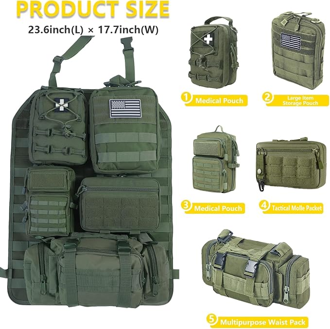 Universal Tactical Seat ​Back Organizer Vehicle Molle Panel Organizer Storage - Image 4