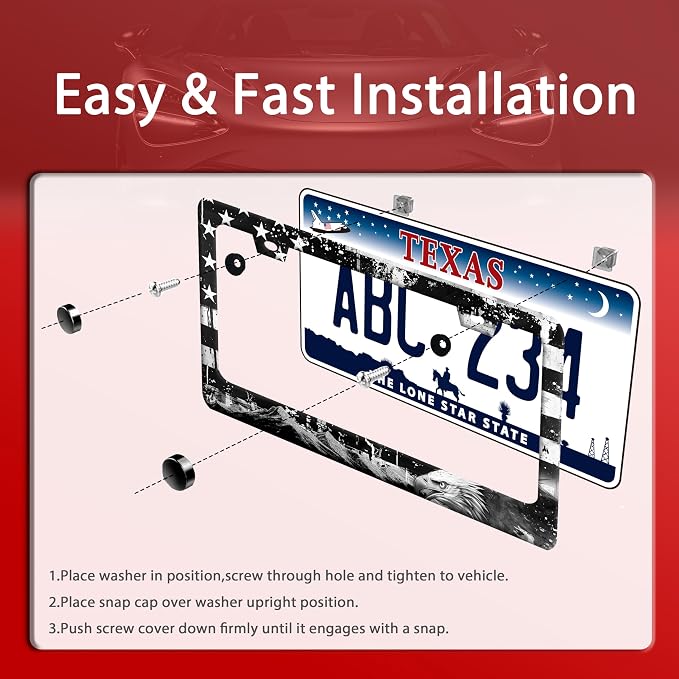 American Flag Eagle Mountains License Plate Frame Funny License Plate Holder - Image 3