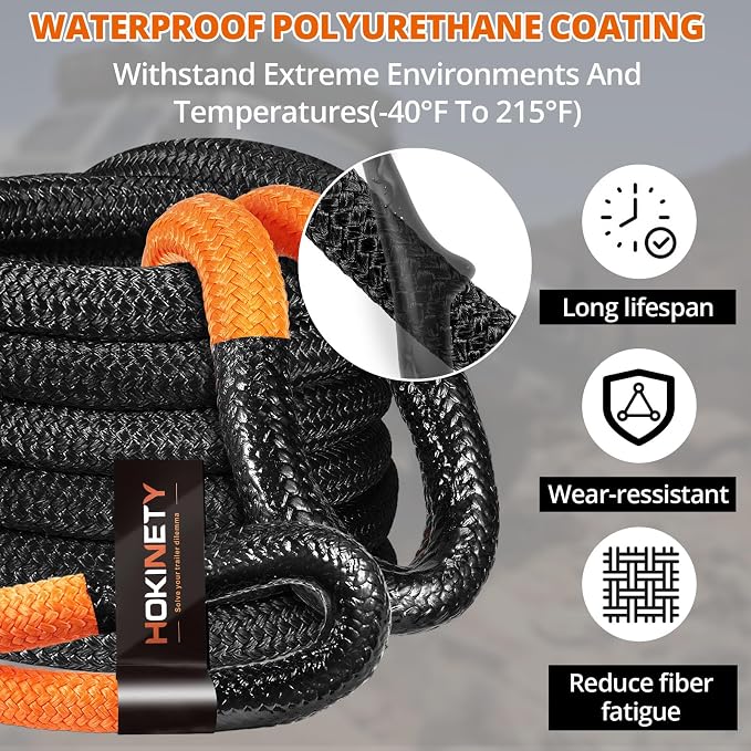 Kinetic Recovery Tow Rope: 1.25" x 30ft 54000LBS Snatch Strap Heavy Duty - Image 4