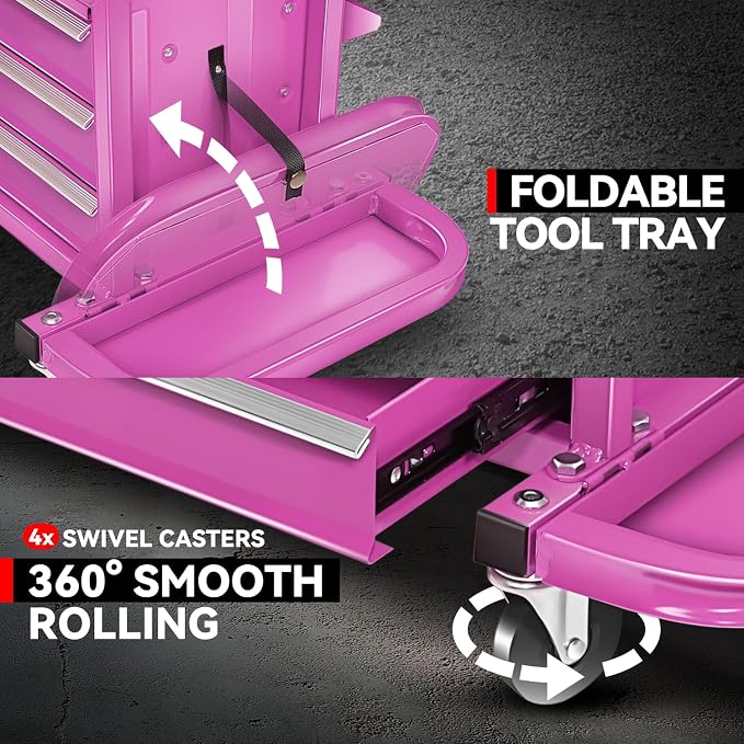 Auto Dynasty 3-Drawer Mechanic Rolling Seat, 350 LBS Capacity Roller Garage - Image 4