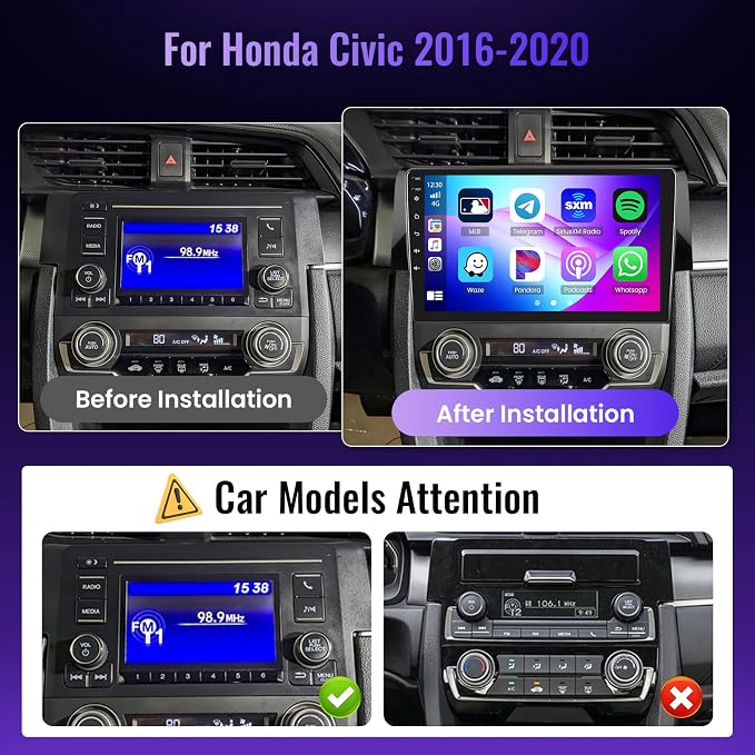 Wireless Carplay Car Stereo for Honda Civic 2016-2020 - Image 3