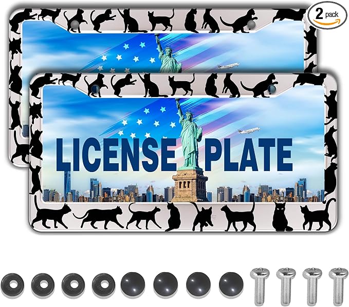 License Plate Frames for Women Black and White License Plate Frame for Men by Unknown