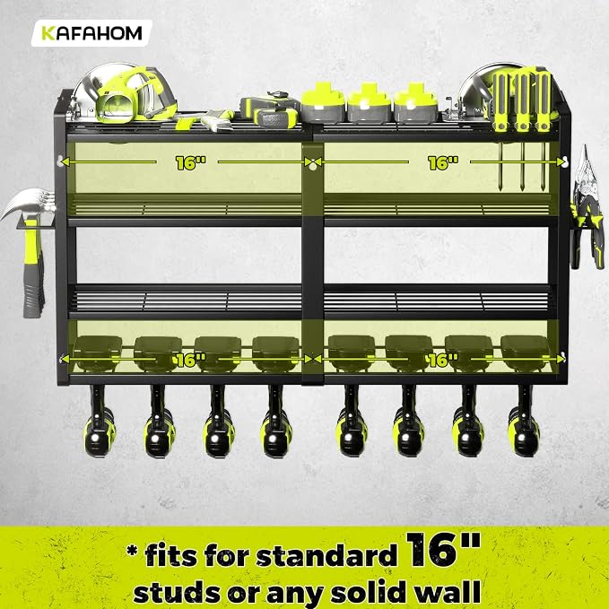 KAFAHOM Power Tool Organizer-8 Drill Holder Wall Mount, 4 Layer Heavy Duty - Image 5