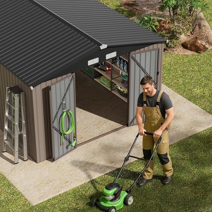 GVDV 10x14 FT Outdoor Metal Storage Shed, Durable Garden Shed - Image 6