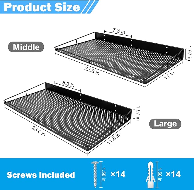 RedCall Heavy-Duty Wall Shelf, 2 Pack Garage Shelf, 23.5" x 12" Large Wall - Image 3