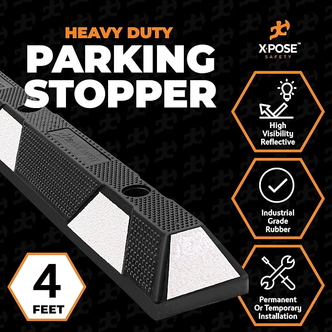 Xpose Safety 48" Heavy Duty Rubber Parking Stopper – Bulk Half Pallet 24 Pack - Image 2