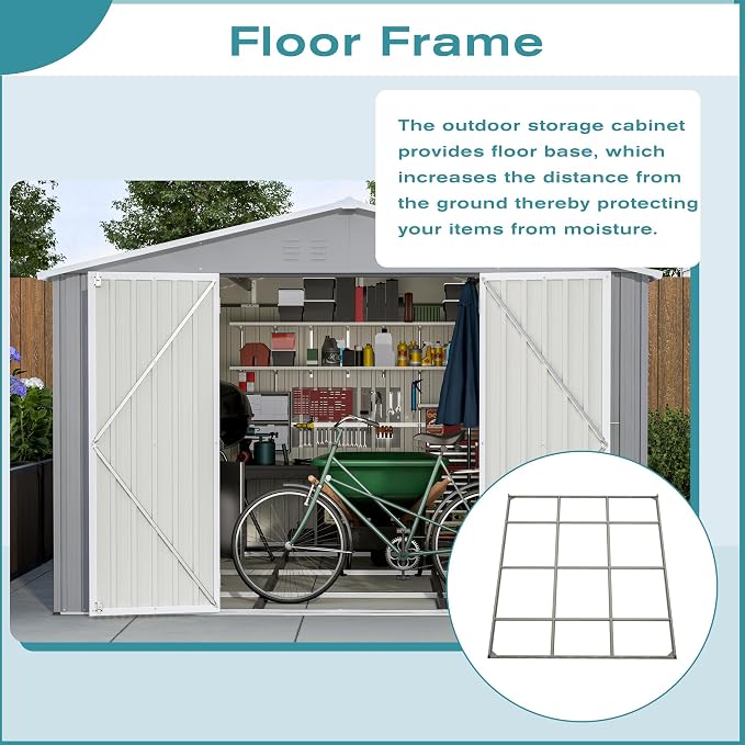 Metal Shed10x12 ft Outdoor Storage Shed, Metal Steel Utility Tool Shed Storage - Image 4