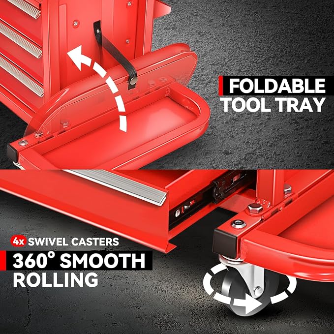 Auto Dynasty 3-Drawer Mechanic Rolling Seat, 350 LBS Capacity Roller Garage - Image 4