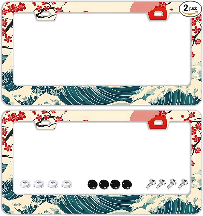 Waves Cherry Blossom License Plate Frames by TQFTPT